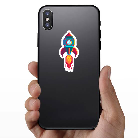 Pixel Art Flying Rocket Sticker