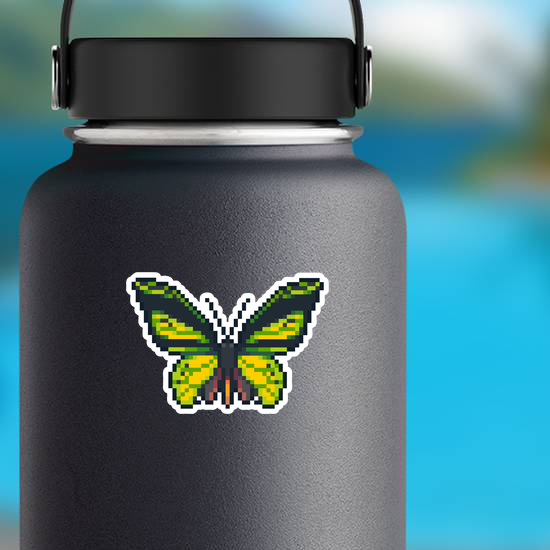 Pixel Art Green Butterfly Sticker