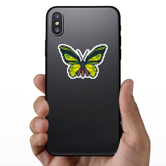Pixel Art Green Butterfly Sticker