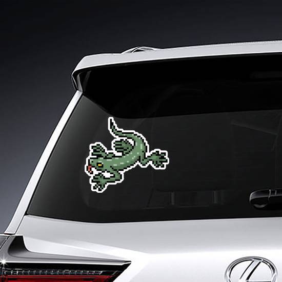 Pixel Art Green Gecko Sticker