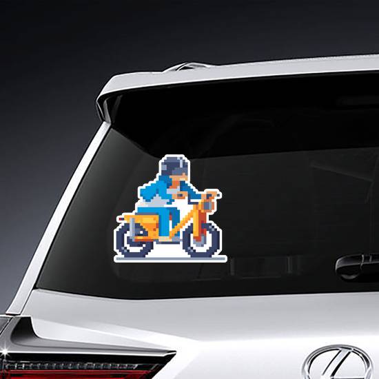 Pixel Art Male Motorcyclist Sticker