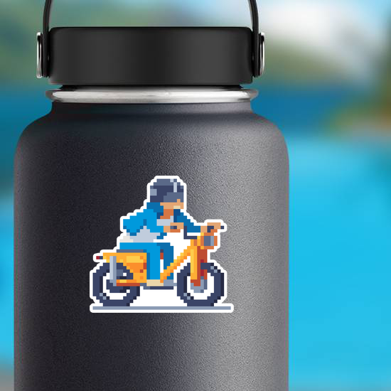 Pixel Art Male Motorcyclist Sticker