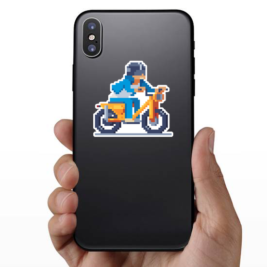 Pixel Art Male Motorcyclist Sticker