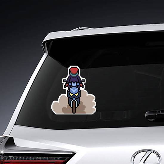 Pixel Art Motorcyclist Sticker