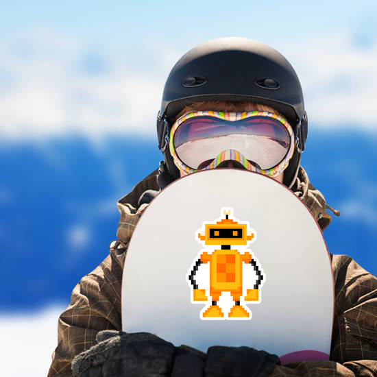 Pixel Art Orange Robot Sticker