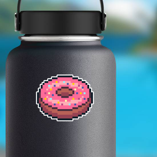 Pixel Art Pink Donut Sticker