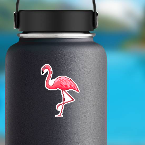 Pixel Art Pink Flamingo Sticker