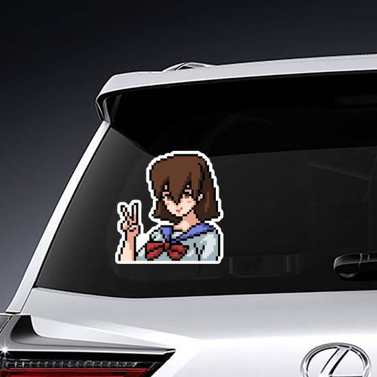 Pixel Art Purple Haired Anime Girl Cartoon Sticker