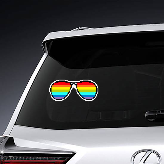 Pixel Art Rainbow Colored Sunglasses Sticker