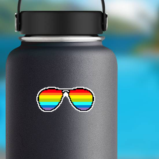 Pixel Art Rainbow Colored Sunglasses Sticker