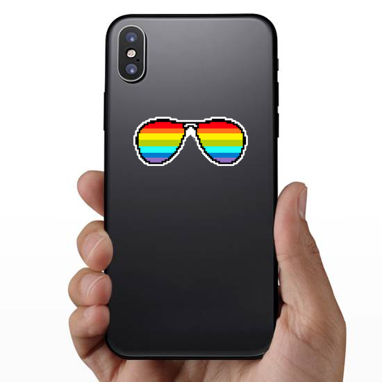 Pixel Art Rainbow Colored Sunglasses Sticker