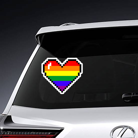 Pixel Art Rainbow Heart Sticker