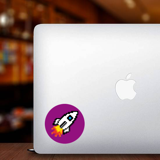 Pixel Art Rocket Circle Sticker