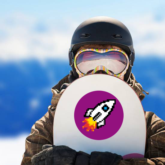 Pixel Art Rocket Circle Sticker