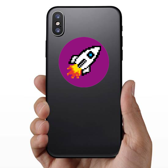 Pixel Art Rocket Circle Sticker