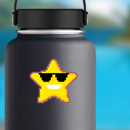 Pixel Art Star With Sunglasses Sticker