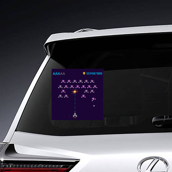 Pixel Art Style UFO Space Arcade Game Sticker