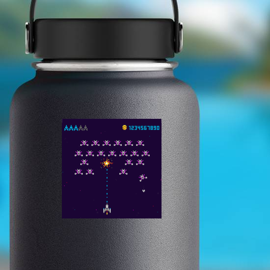 Pixel Art Style UFO Space Arcade Game Sticker