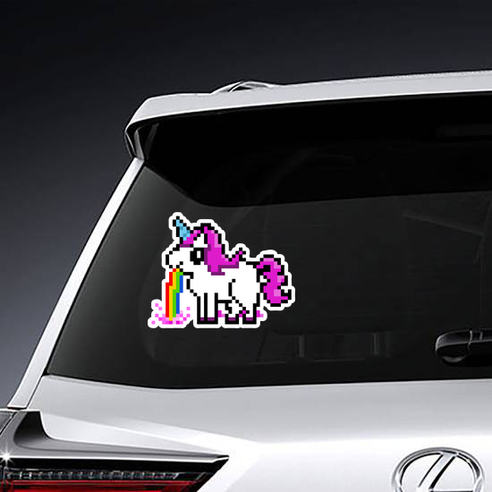 Pixel Art Unicorn Puking Rainbow Sticker