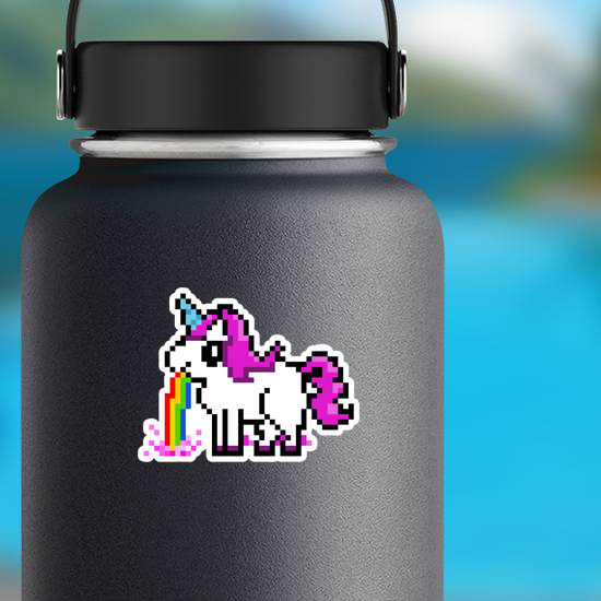 Pixel Art Unicorn Puking Rainbow Sticker
