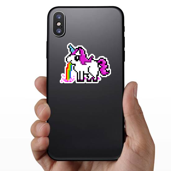 Pixel Art Unicorn Puking Rainbow Sticker