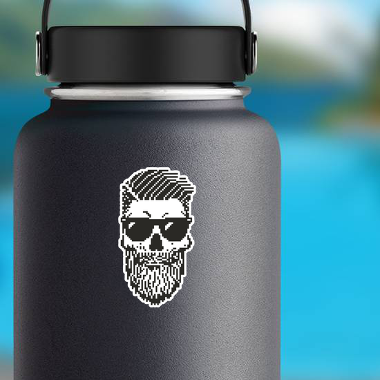 Pixel Rockabilly Skull Sticker
