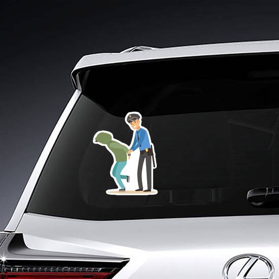Police Officer Arresting Criminal Sticker