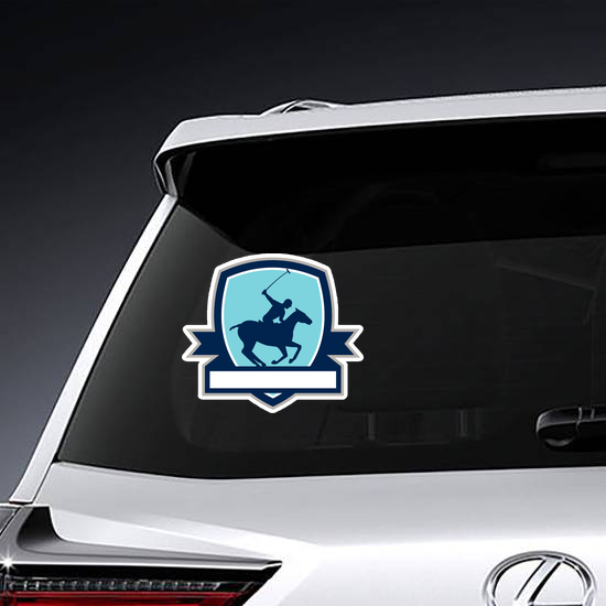 Polo Player Riding Horse Shield Crest Sticker