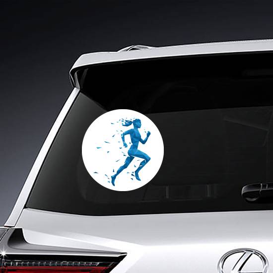 Polygonal Running Woman Sticker