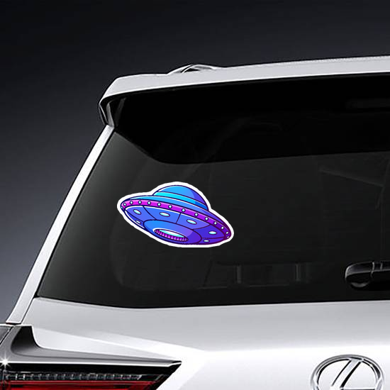 Purple Alien UFO Sticker