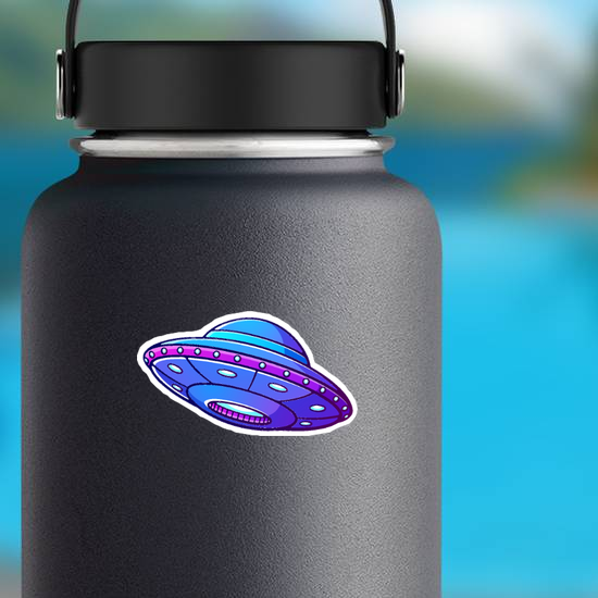Purple Alien UFO Sticker