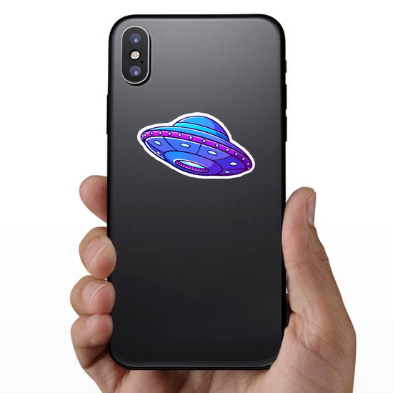 Purple Alien UFO Sticker