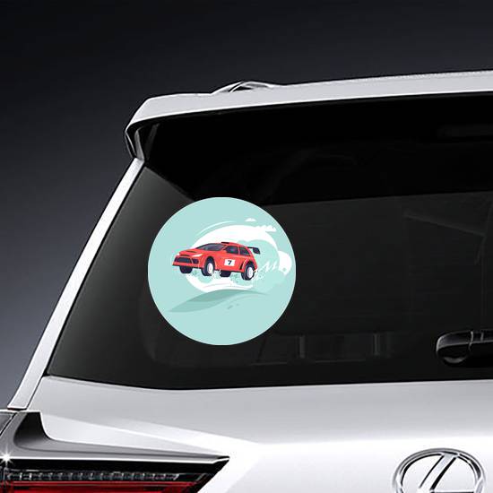 Racing Rally Car Jumping Sticker
