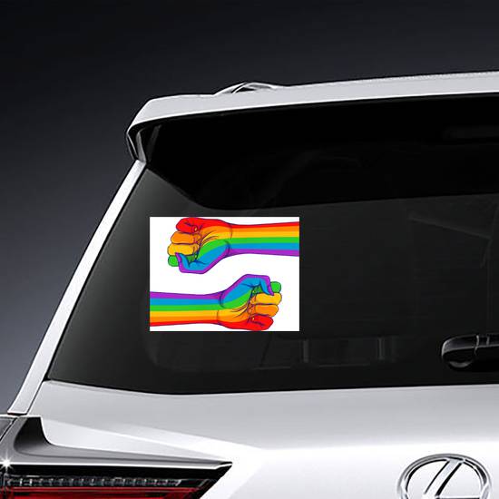 Rainbow Colored Fist Sticker example