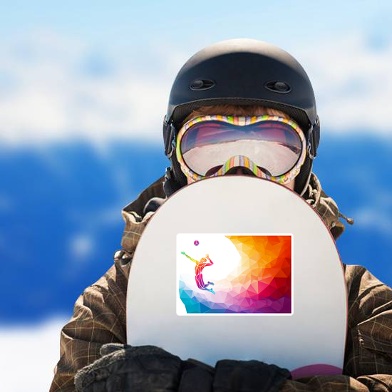 Rainbow Polygon Soaring Volleyball Player Sticker