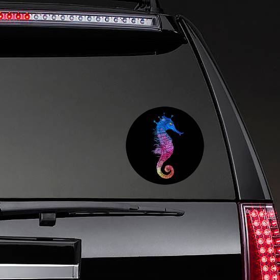 Rainbow Seahorse, Decorative Geometric Sticker example