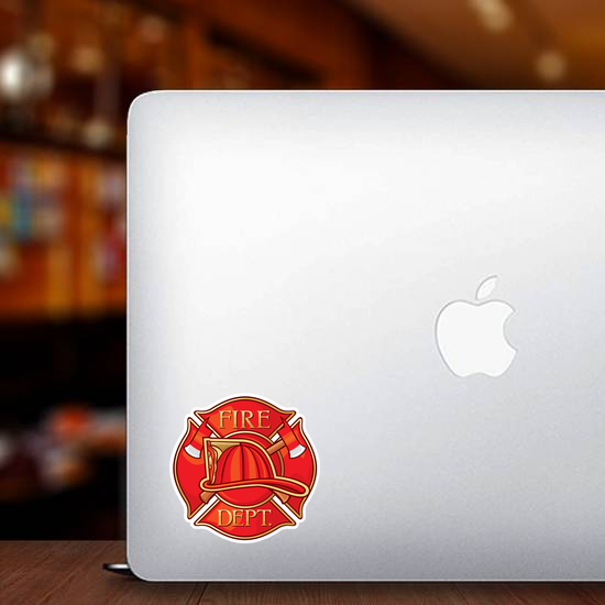 Red Fire Department Maltese Cross Sticker