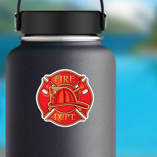 Red Fire Department Maltese Cross Sticker