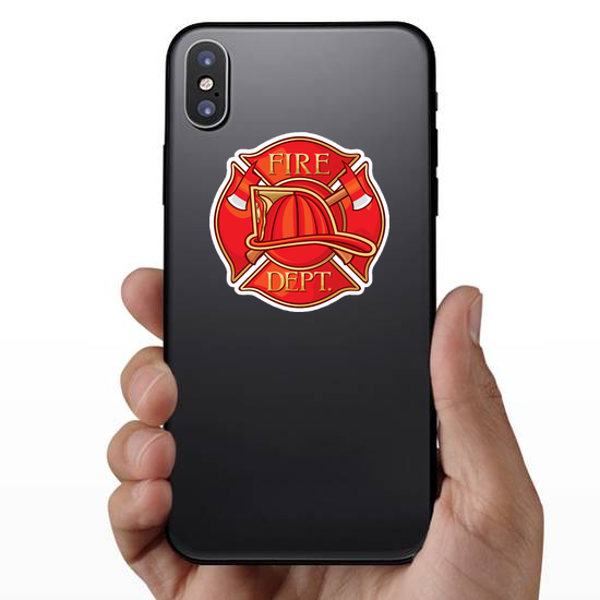 Red Fire Department Maltese Cross Sticker