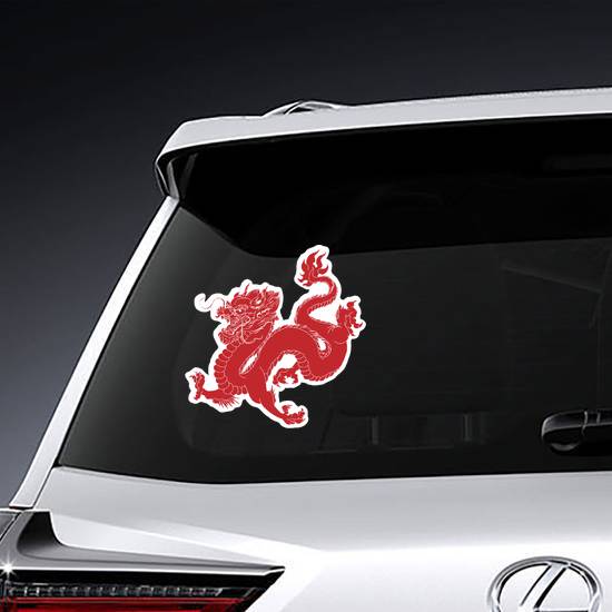Red Ink Style Chinese Dragon Sticker