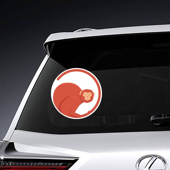 Red Monkey In A Circle Sticker