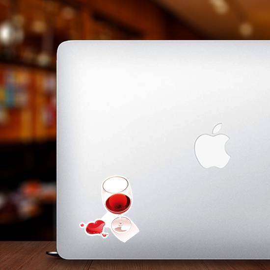 Red Wine Heart Shape Spill Sticker