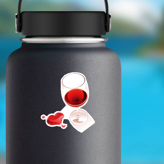 Red Wine Heart Shape Spill Sticker