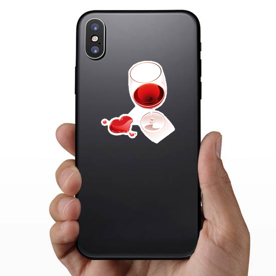 Red Wine Heart Shape Spill Sticker
