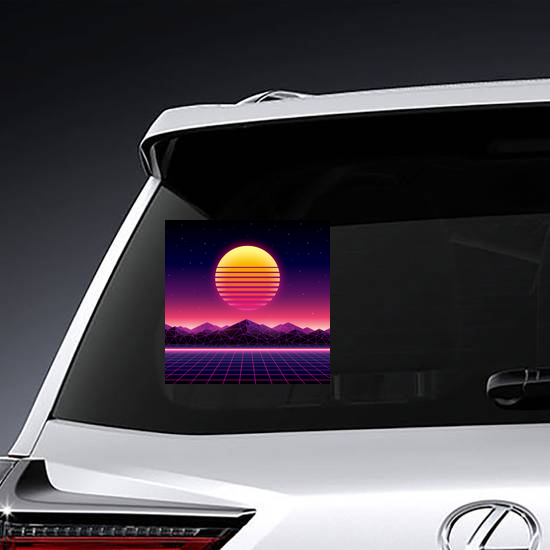 Retro Futuristic Background Sun Sticker