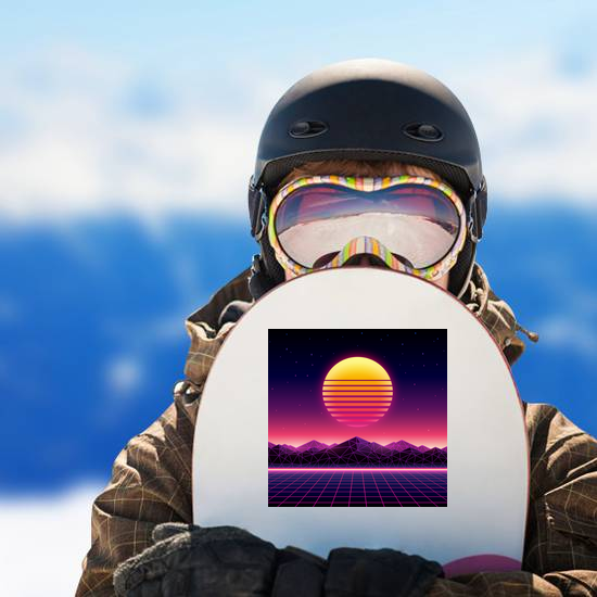 Retro Futuristic Background Sun Sticker