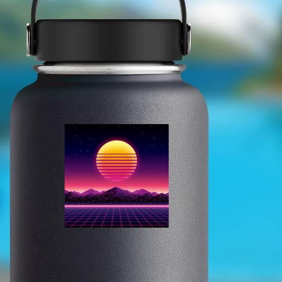 Retro Futuristic Background Sun Sticker