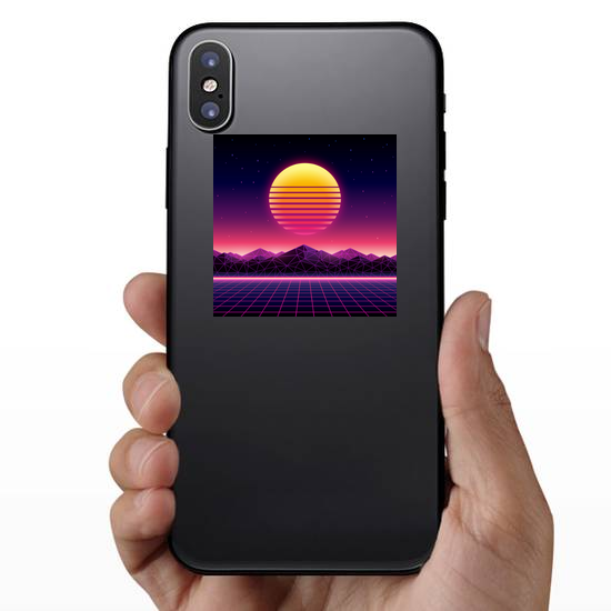 Retro Futuristic Background Sun Sticker