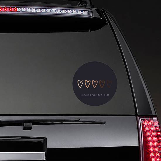 Row Of Hearts Colored From White To Black BLM Sticker example