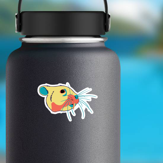 Saber-toothed Hamster Head In Bright Cheerful Colors Sticker